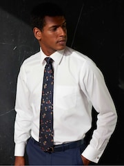 The Savile Row Company Classic Fit Herringbone Double Cuff Formal 100% Cotton Shirt - Image 2 of 7