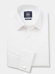 The Savile Row Company Classic Fit Herringbone Double Cuff Formal 100% Cotton Shirt - Image 5 of 7