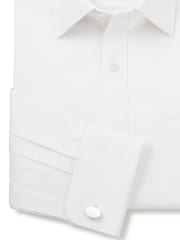The Savile Row Company Classic Fit Herringbone Double Cuff Formal 100% Cotton Shirt - Image 7 of 7