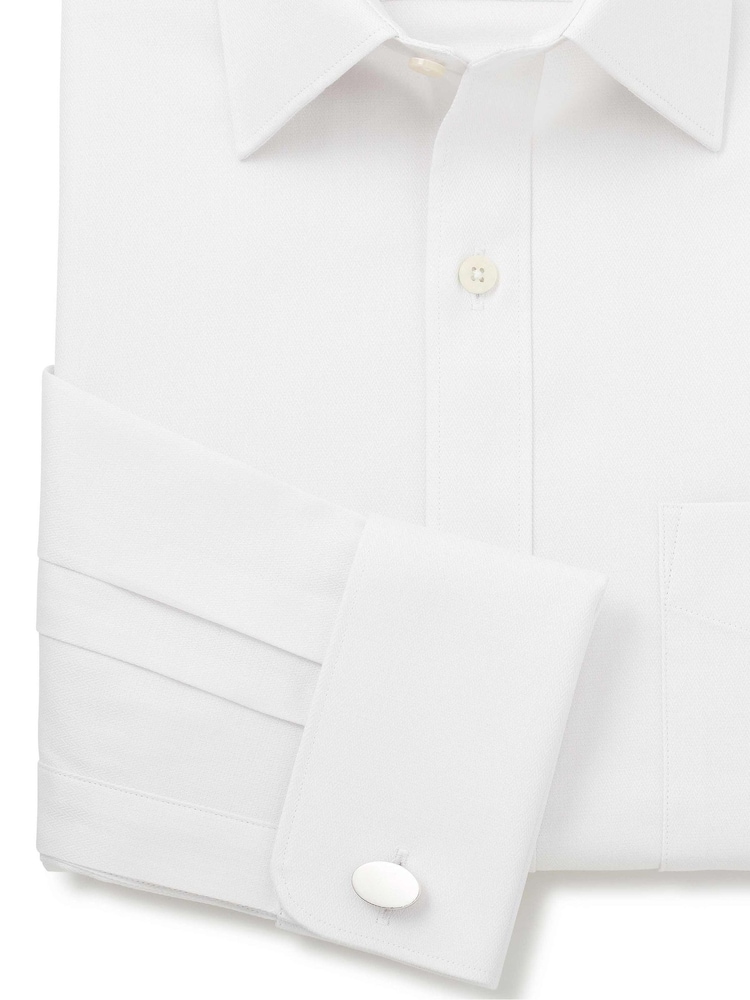 The Savile Row Company Classic Fit Herringbone Double Cuff Formal 100% Cotton Shirt - Image 7 of 7