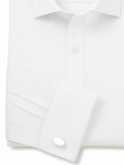 Белый - The Savile Row Company Slim Fit 100% Cotton Herringbone Formal Shirt - Image 7 of 7