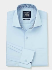 The Savile Row Company Blue Twill 100% Cotton Classic Fit Smart-Casual Shirt - Image 4 of 6