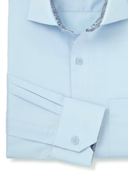 The Savile Row Company Blue Twill 100% Cotton Classic Fit Smart-Casual Shirt - Image 5 of 6
