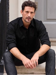 The Savile Row Company Classic Fit 100% Cotton Herringbone Formal Shirt - Image 1 of 5