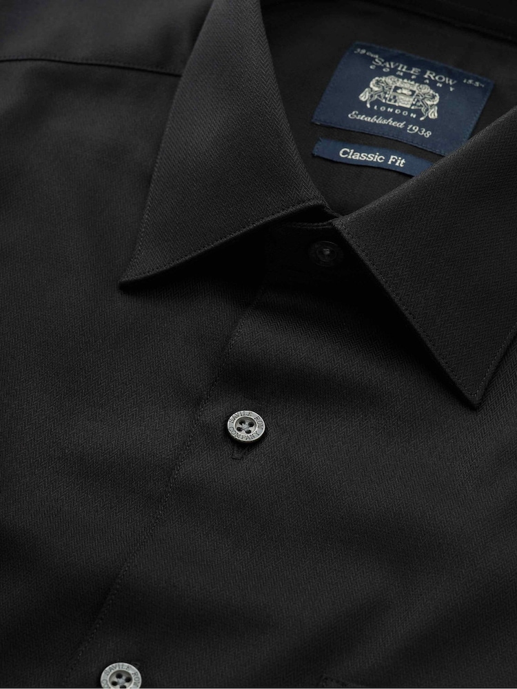 The Savile Row Company Classic Fit 100% Cotton Herringbone Formal Shirt - Image 5 of 5