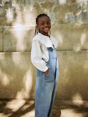 Dark Blue Wide Leg Dungarees (3-16yrs) - Image 1 of 4