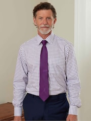 The Savile Row Company 100% Cotton Grid Check Classic Fit Formal White Shirt - Image 1 of 6