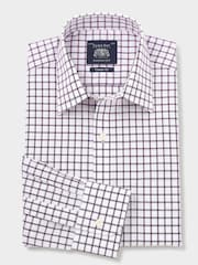 The Savile Row Company 100% Cotton Grid Check Classic Fit Formal White Shirt - Image 4 of 6