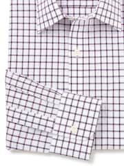 The Savile Row Company 100% Cotton Grid Check Classic Fit Formal White Shirt - Image 5 of 6
