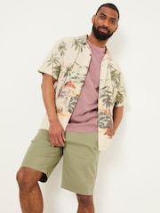 FatFace Light Natural Short Sleeve Scene Print Shirt - Image 2 of 7