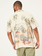 FatFace Light Natural Short Sleeve Scene Print Shirt - Image 3 of 7