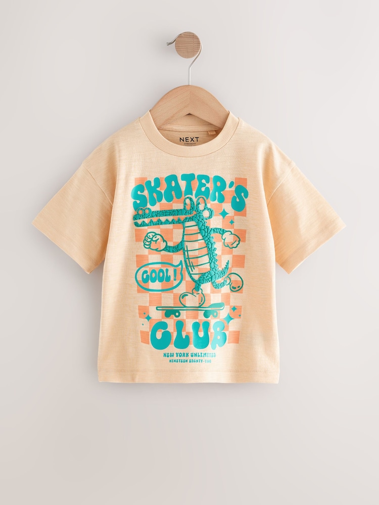 Orange Skater's Club 100% Cotton Short Sleeve Graphic Print T-Shirt (3mths-8yrs) - Image 1 of 4