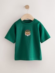 Green Wild One Tiger 100% Cotton Short Sleeve Graphic Print T-Shirt (3mths-8yrs) - Image 1 of 4