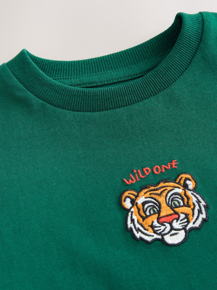 Green Wild One Tiger 100% Cotton Short Sleeve Graphic Print T-Shirt (3mths-8yrs) - Image 4 of 4
