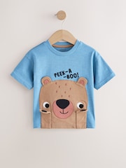Blue Peekaboo Bear Print Short Sleeve Interactive Appliqué T-Shirt (3mths-7yrs) - Image 2 of 5
