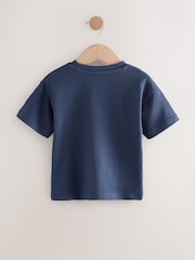 Navy Short Sleeve Textured 100% Cottton T-Shirt (3mths-7yrs) - Image 4 of 6