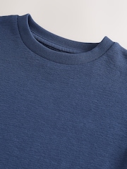 Navy Short Sleeve Textured 100% Cottton T-Shirt (3mths-7yrs) - Image 6 of 6