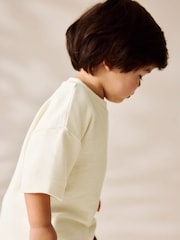 Off White Short Sleeve Textured 100% Cottton T-Shirt (3mths-7yrs) - Image 2 of 6