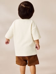 Off White Short Sleeve Textured 100% Cottton T-Shirt (3mths-7yrs) - Image 3 of 6