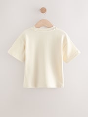 Off White Short Sleeve Textured 100% Cottton T-Shirt (3mths-7yrs) - Image 4 of 6
