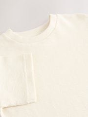 Off White Short Sleeve Textured 100% Cottton T-Shirt (3mths-7yrs) - Image 6 of 6