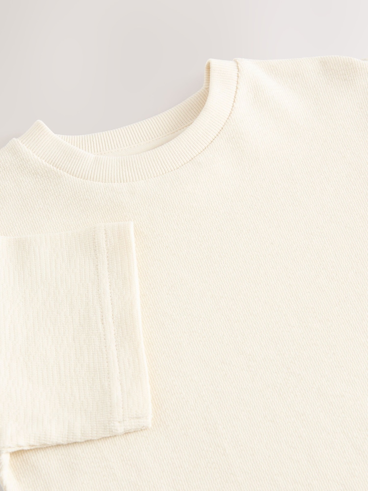 Off White Short Sleeve Textured 100% Cottton T-Shirt (3mths-7yrs) - Image 6 of 6