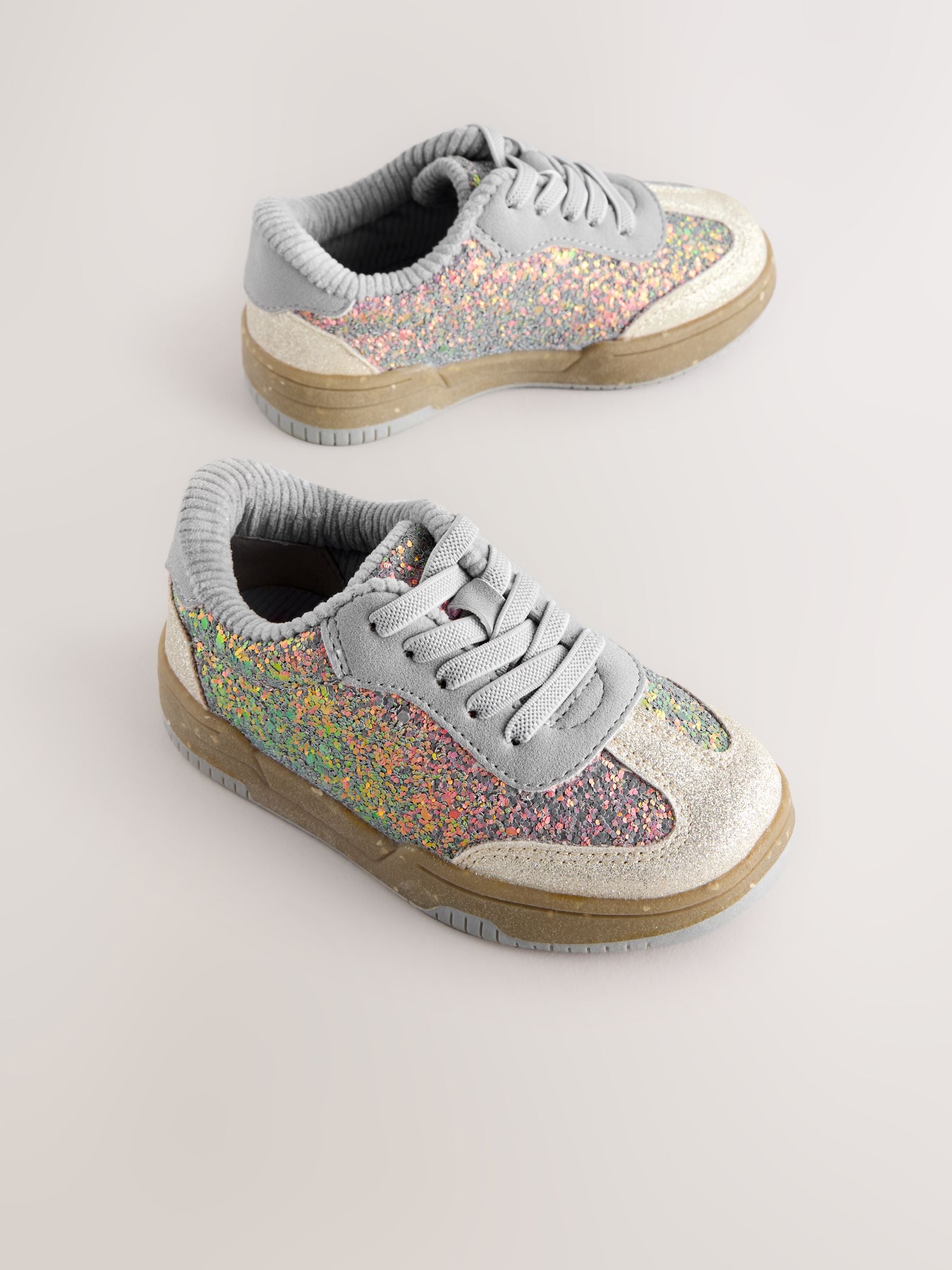 Buy Blue Glitter Lace Up Retro Trainers from Next South Africa