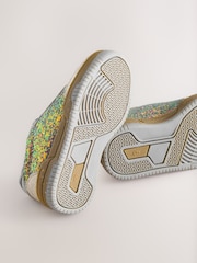 Blue Glitter Lace Up Retro Trainers - Image 5 of 5