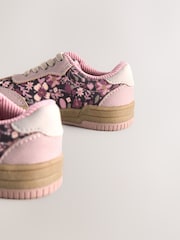 Pink Floral Lace Up Retro Trainers - Image 4 of 5