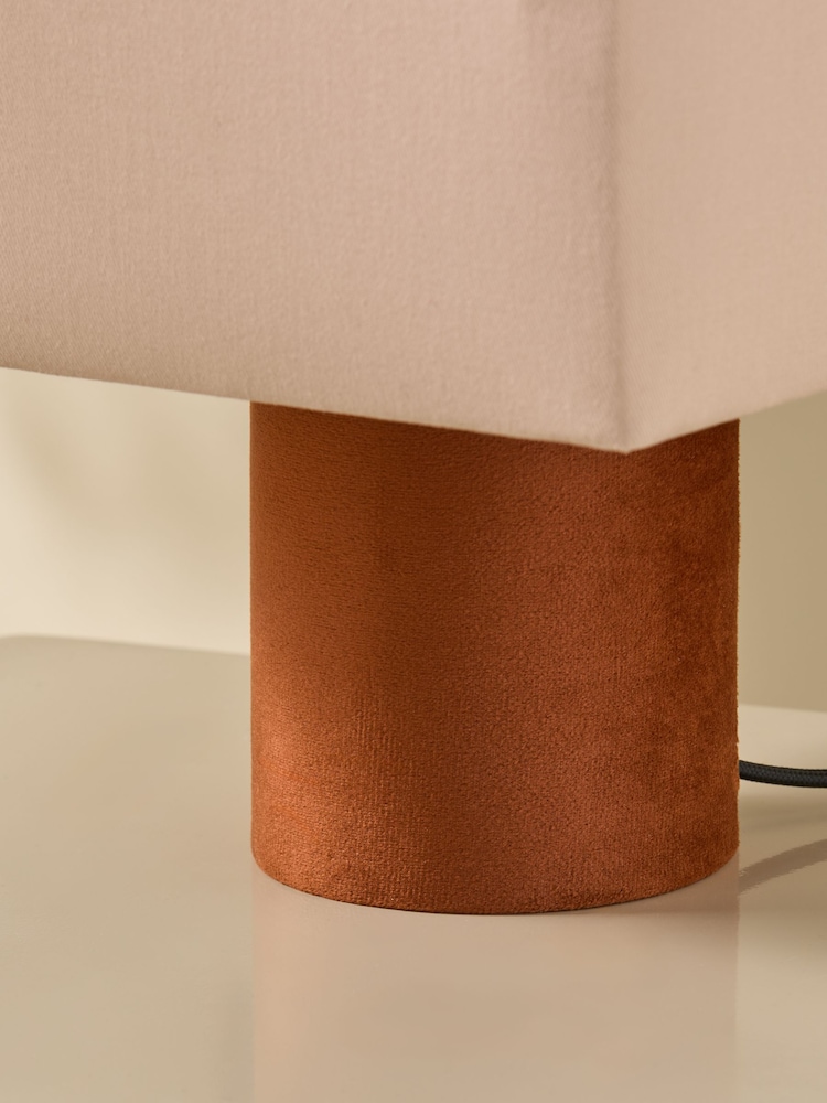 MADE.COM Cream/Rust Tiana Check Table Lamp - Image 2 of 5