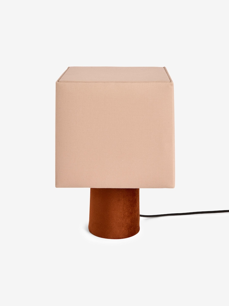 MADE.COM Cream/Rust Tiana Check Table Lamp - Image 5 of 5