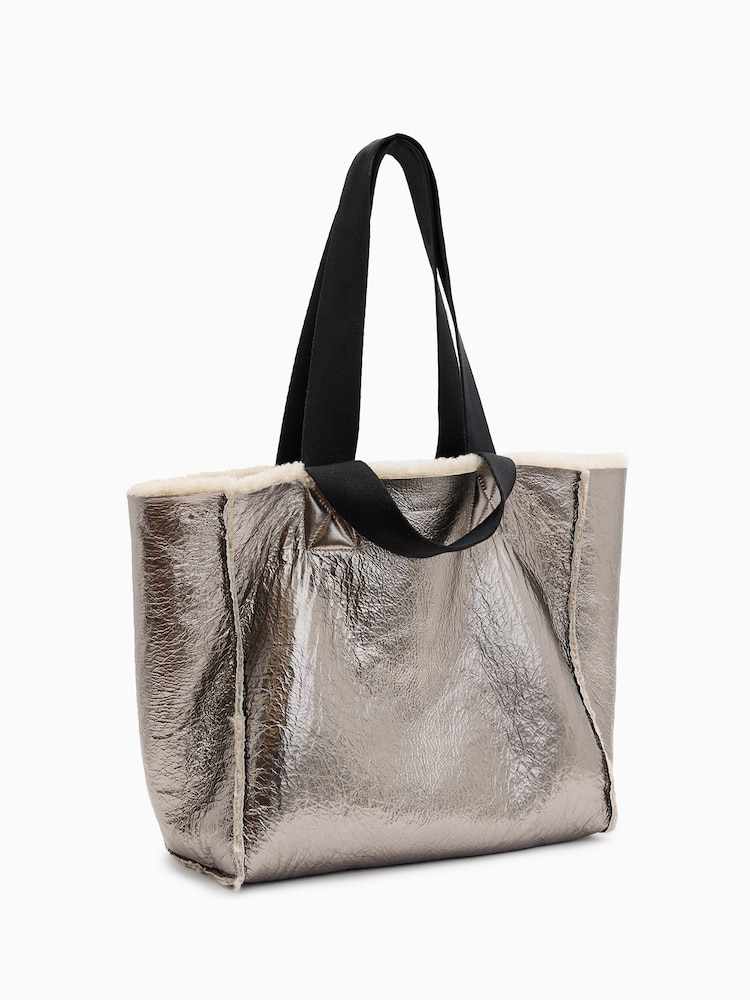 AllSaints Brown Izzy Shearling Tote Bag - Image 2 of 7