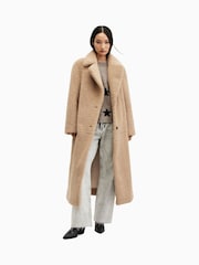 AllSaints Brown Freddie Faux Fur Coat - Image 1 of 9