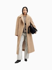 AllSaints Brown Freddie Faux Fur Coat - Image 5 of 9