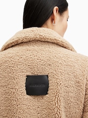 AllSaints Brown Freddie Faux Fur Coat - Image 7 of 9