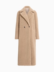 AllSaints Brown Freddie Faux Fur Coat - Image 9 of 9