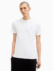 AllSaints White Brace Short Sleeve Crew 100% Organic Cotton T-Shirt - Image 1 of 6
