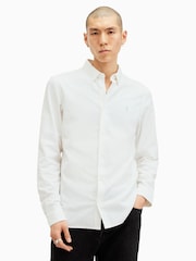 AllSaints White Lovell Long Sleeve 100% Organic Cotton Shirt - Image 1 of 7