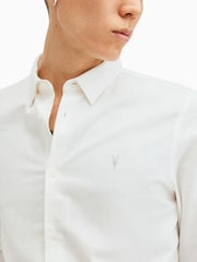 AllSaints White Lovell Long Sleeve 100% Organic Cotton Shirt - Image 5 of 7