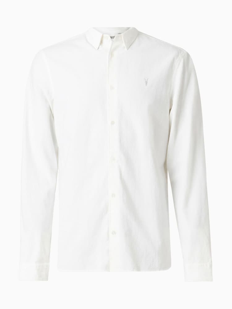 AllSaints White Lovell Long Sleeve 100% Organic Cotton Shirt - Image 7 of 7
