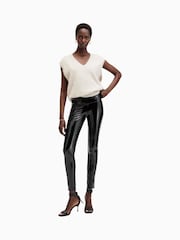 AllSaints Black Cora Shine Leggings - Image 4 of 7