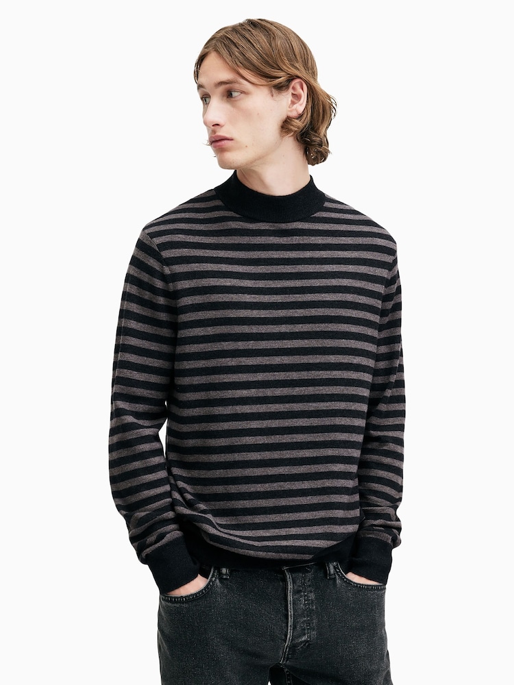 AllSaints Black Andi Mock Neck Jumper - Image 1 of 7
