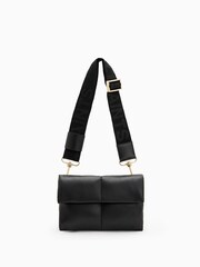 AllSaints Black Ezra Quilt Cross-Body Bag - Image 1 of 9