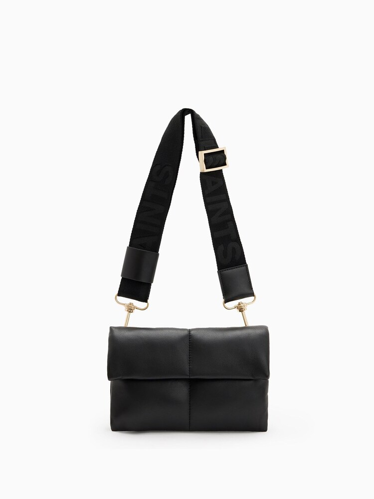 AllSaints Black Ezra Quilt Cross-Body Bag - Image 1 of 9