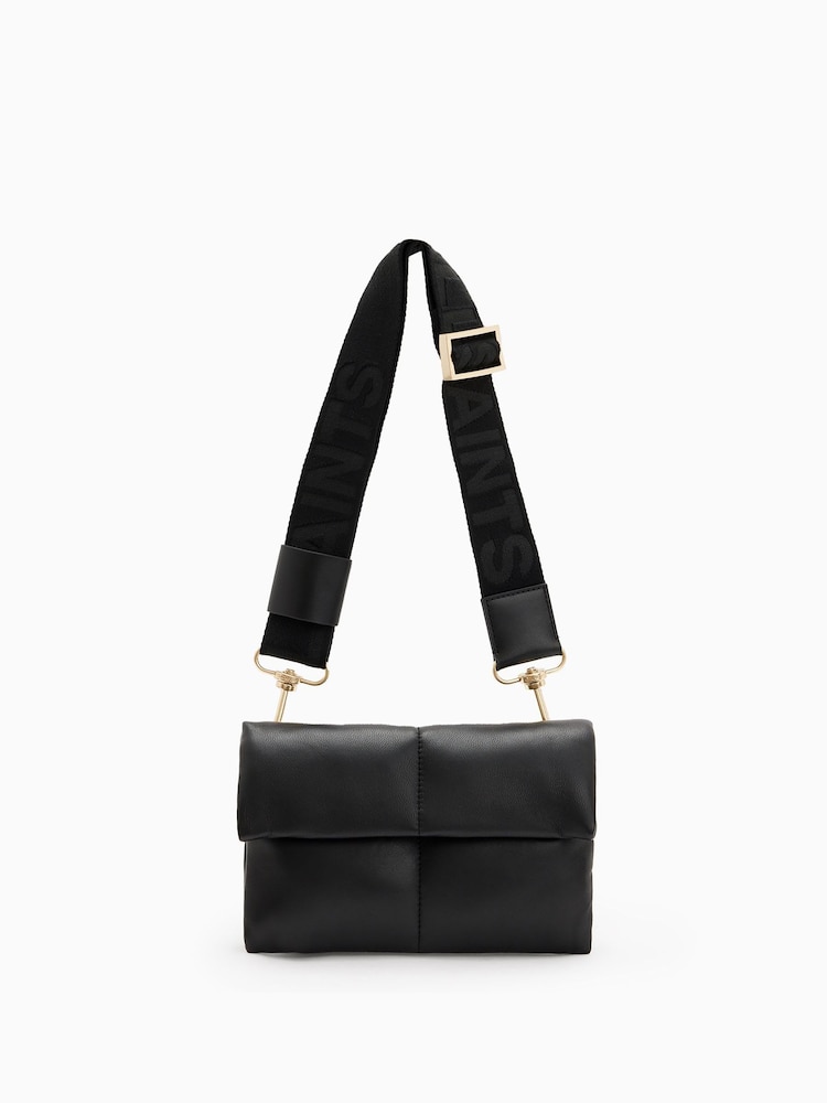 AllSaints Black Ezra Quilt Cross-Body Bag - Image 1 of 9 AllSaints Black Ezra Quilt Cross-Body Bag - Image 1 of 9