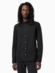 AllSaints Black Hawthorne Long Sleeve Shirt - Image 1 of 7