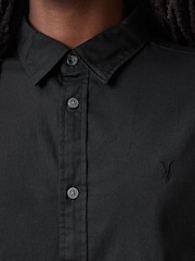 AllSaints Black Hawthorne Long Sleeve Shirt - Image 2 of 7