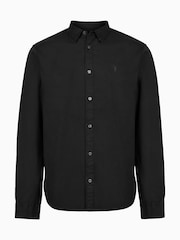 AllSaints Black Hawthorne Black Long Sleeve Button Up Shirt - Image 9 of 9
