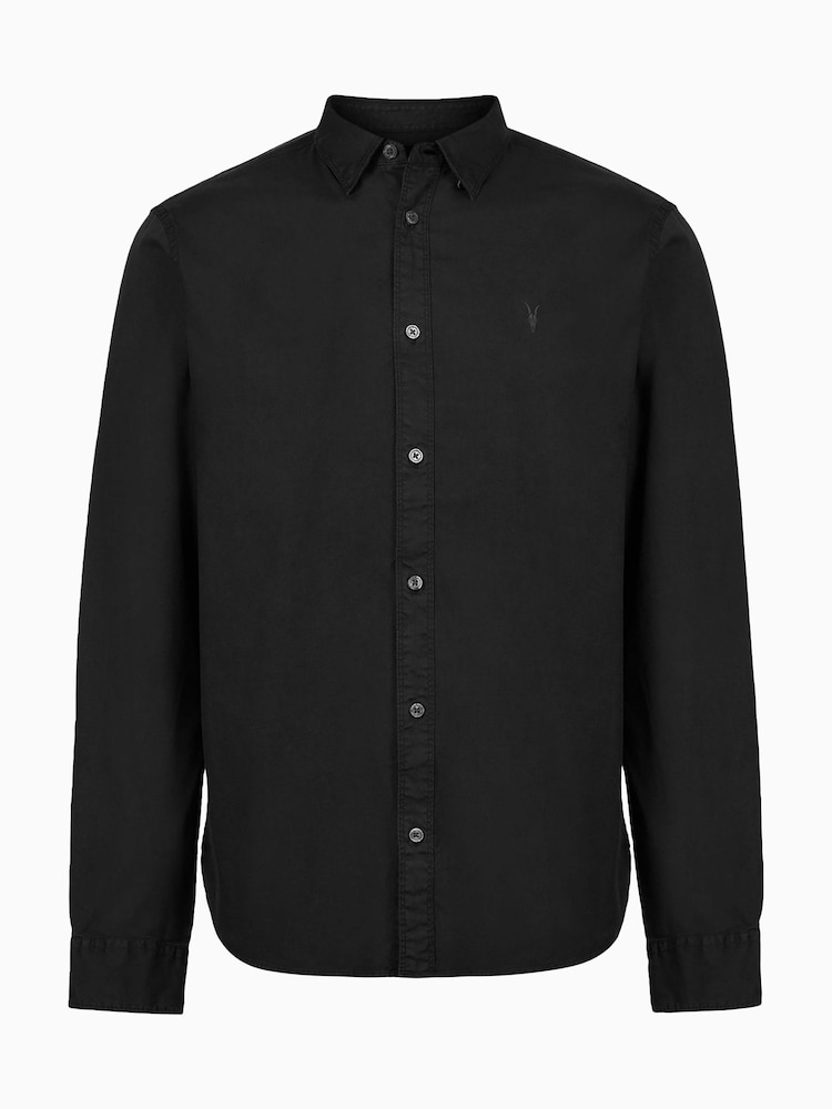 AllSaints Black Hawthorne Black Long Sleeve Button Up Shirt - Image 9 of 9