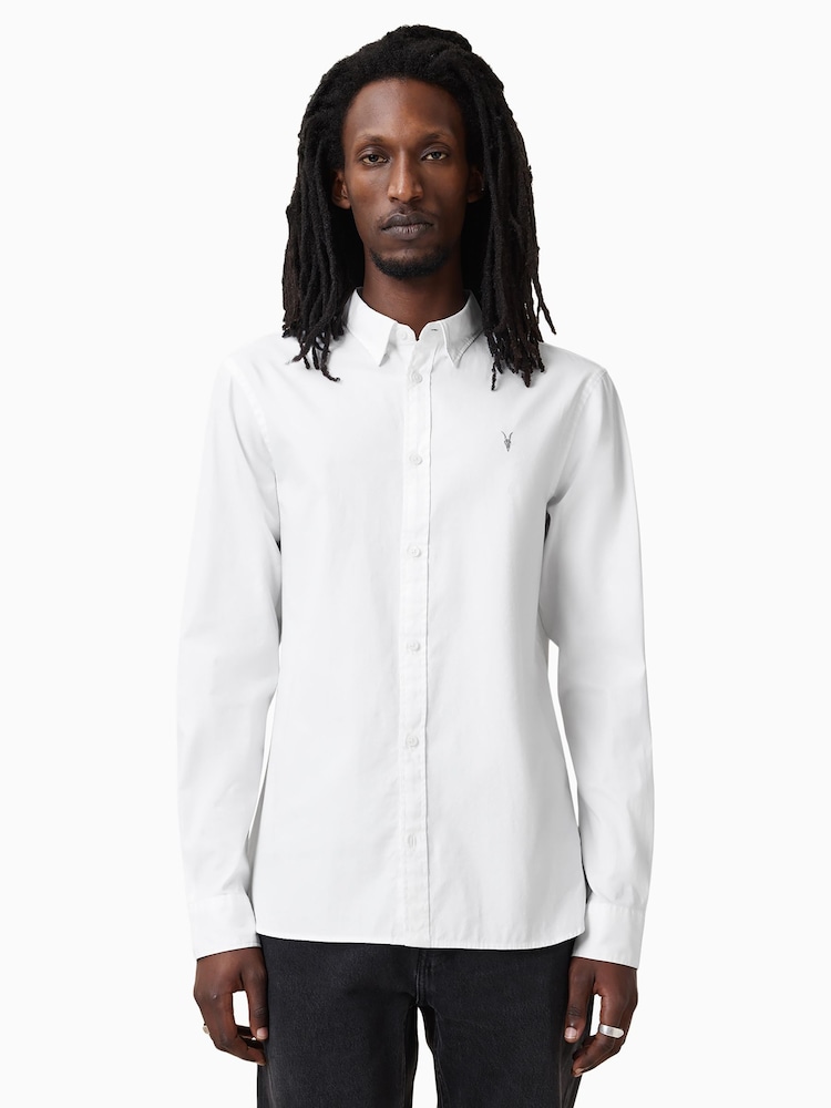 AllSaints White Hawthorne Long Sleeve Shirt - Image 1 of 9